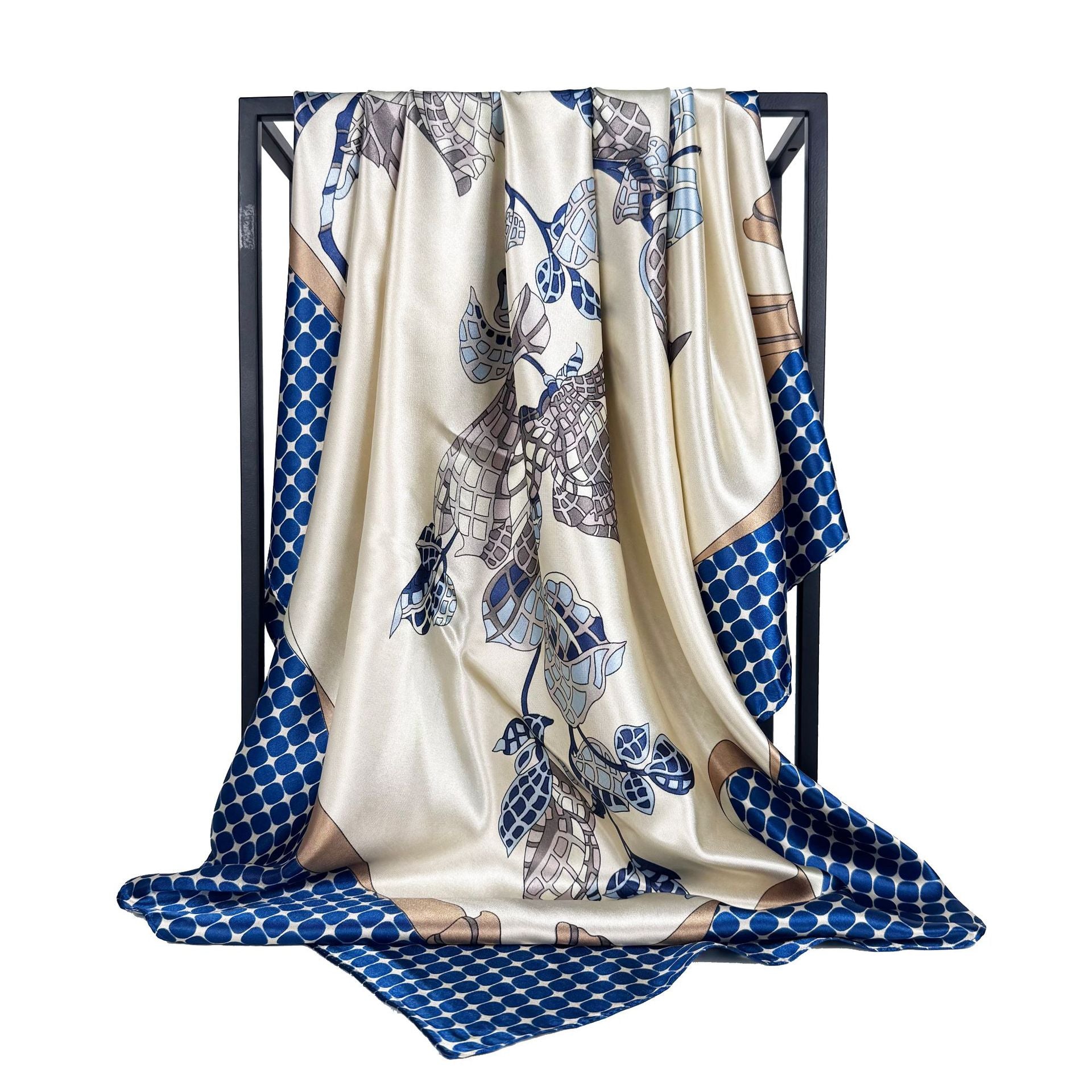 simple and elegant large polka dot printed silk scarf 90cm large square scarf, women's headscarf, yarn scarf.