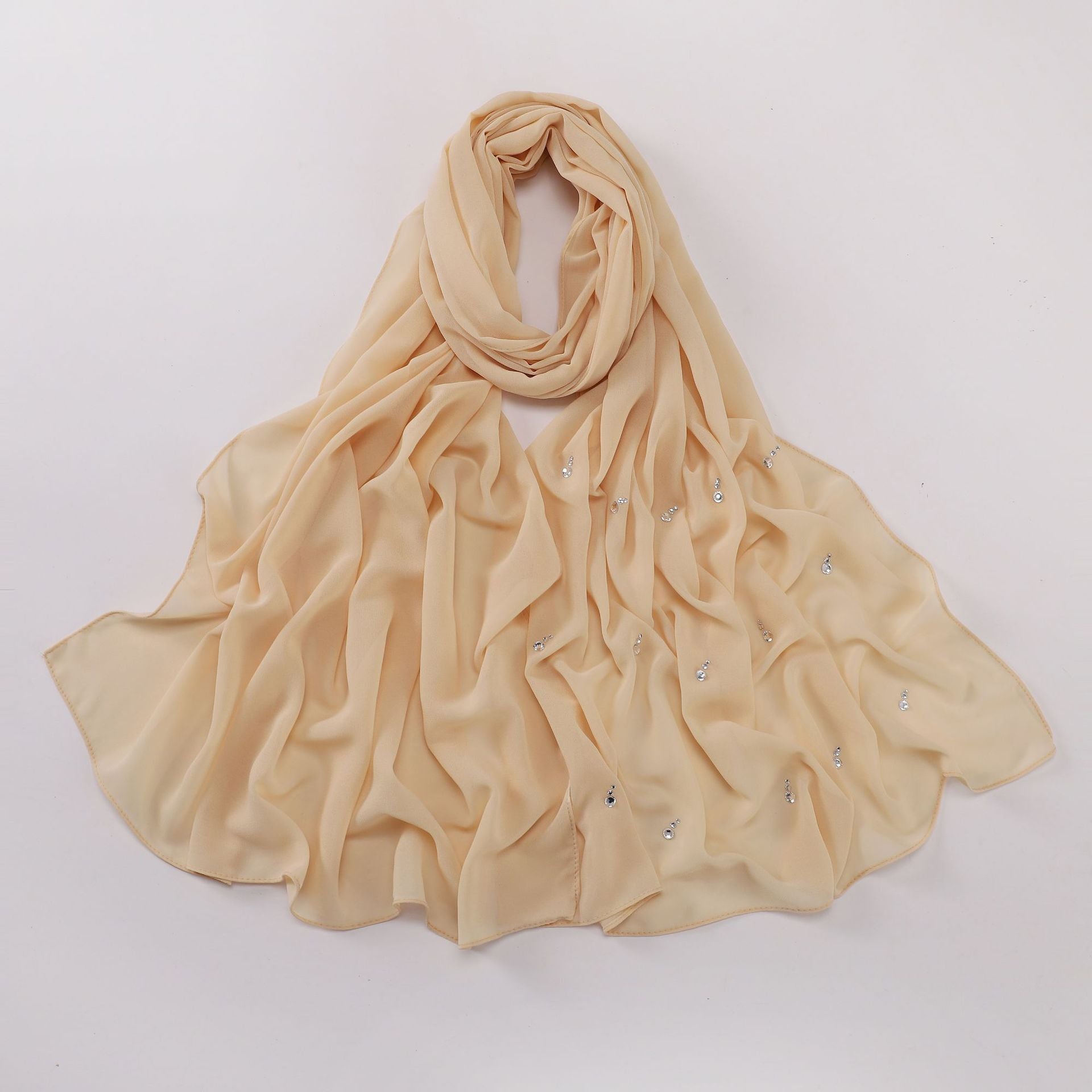 New pearl chiffon long scarf boutique tears water drop diamond scarf Middle East Africa headscarf hijab