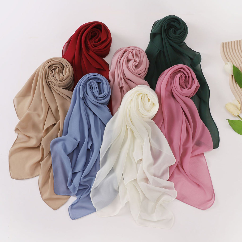 75D pearl chiffon square scarf Middle East headscarf gauze Malaysia Saudi Arabia Dubai cover 110 * 110cm