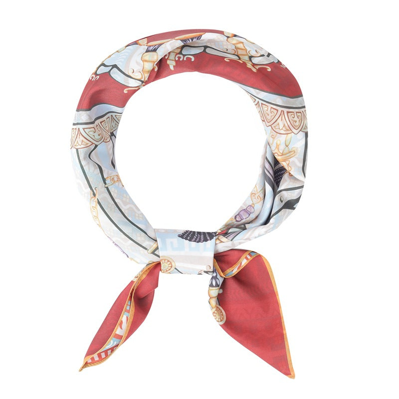2025 new spring, summer and autumn thin headscarf double-sided printed silk scarf square scarf