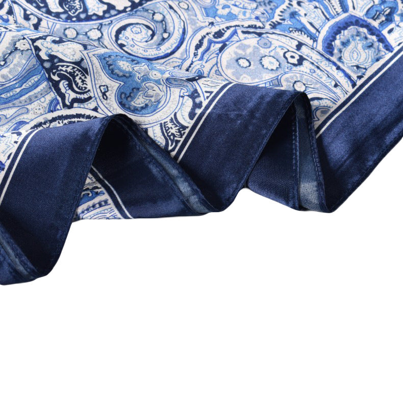 Spring new annual cashew flower simulation silk 90cm satin printing silk scarf