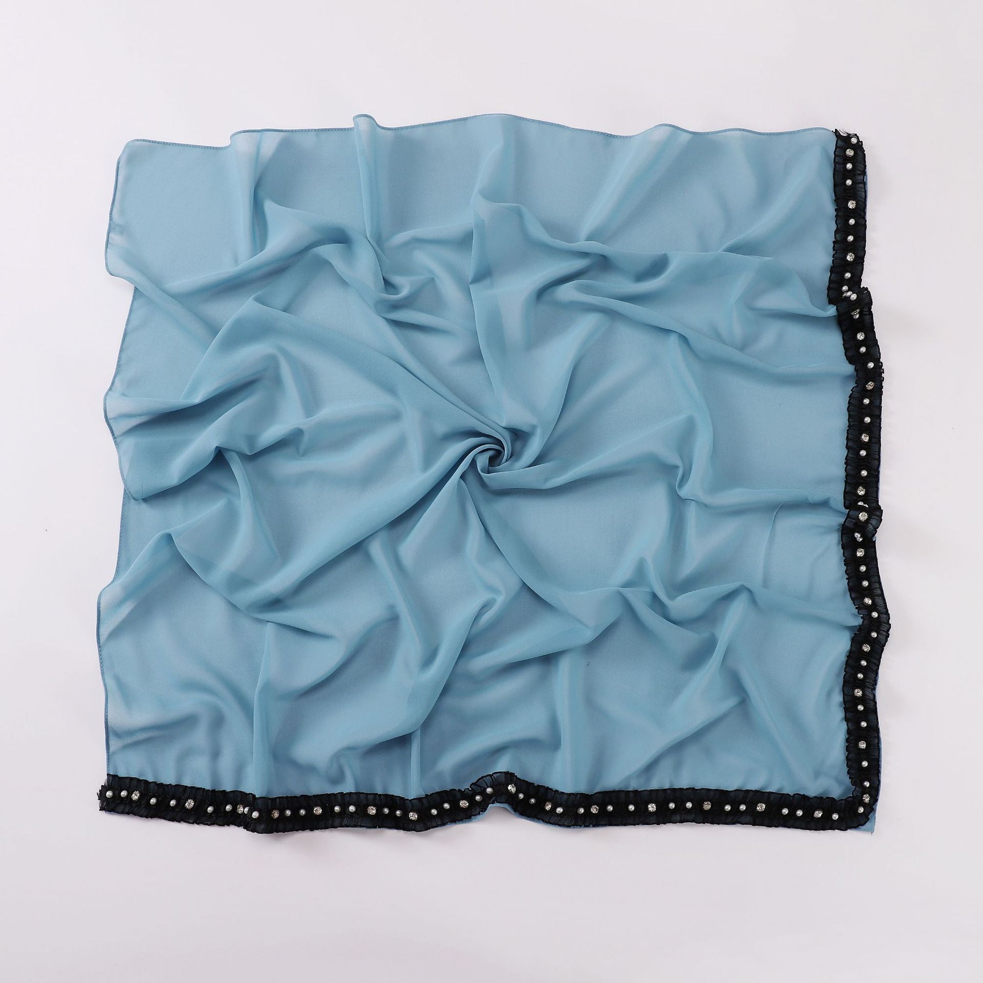 New Pearl Chiffon Bead Diamond Square Scarf Folded Lace 90 * 90cm Scarf Hijab