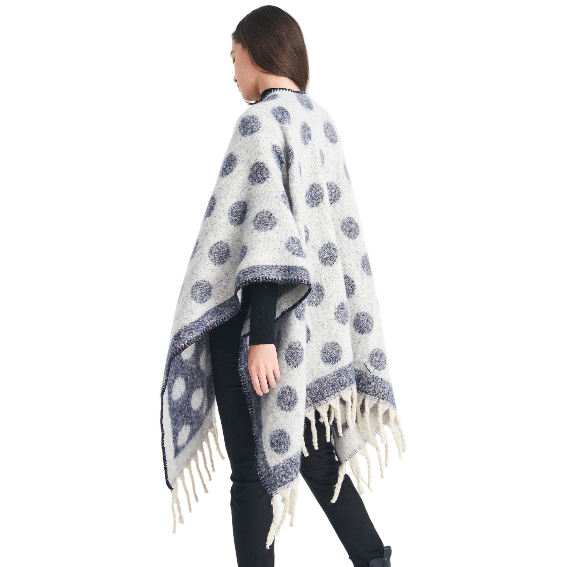 Shawl new European and American autumn and winter circle yarn imitation mohair thickened jacquard cross shawl