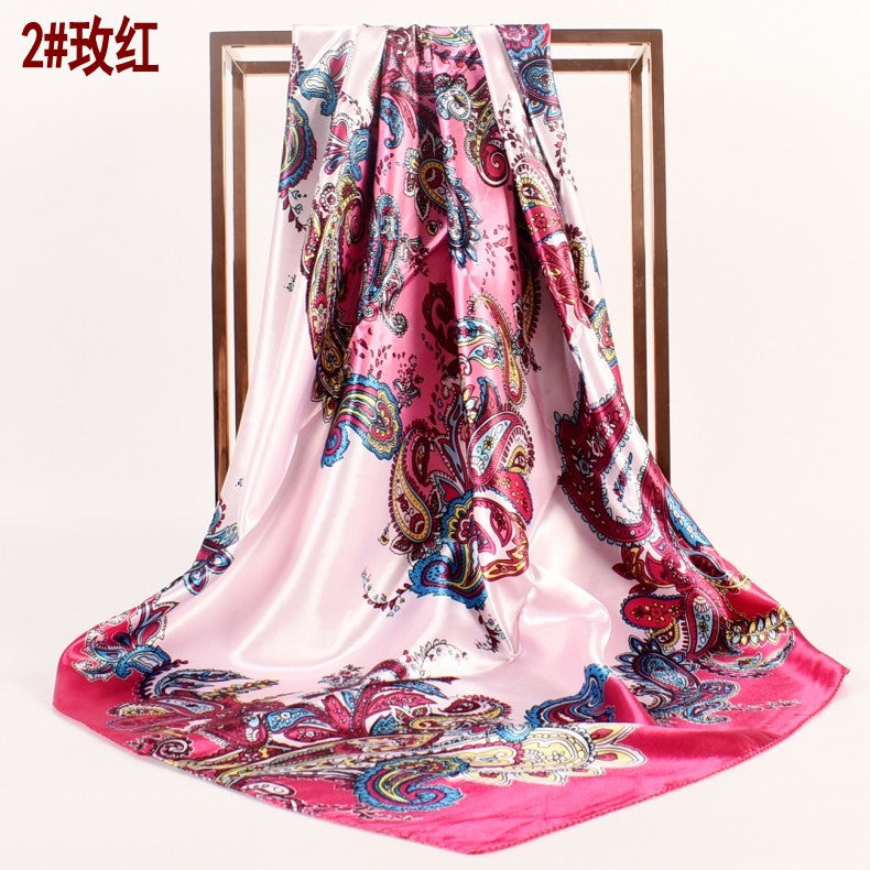 Fashion women's autumn and winter new large cashew flower large square scarf silk scarf, printed fashion headscarf