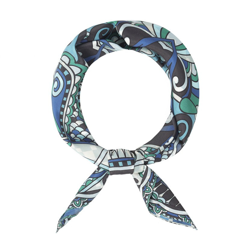 2025 new spring, summer and autumn thin headscarf double-sided printed silk scarf square scarf