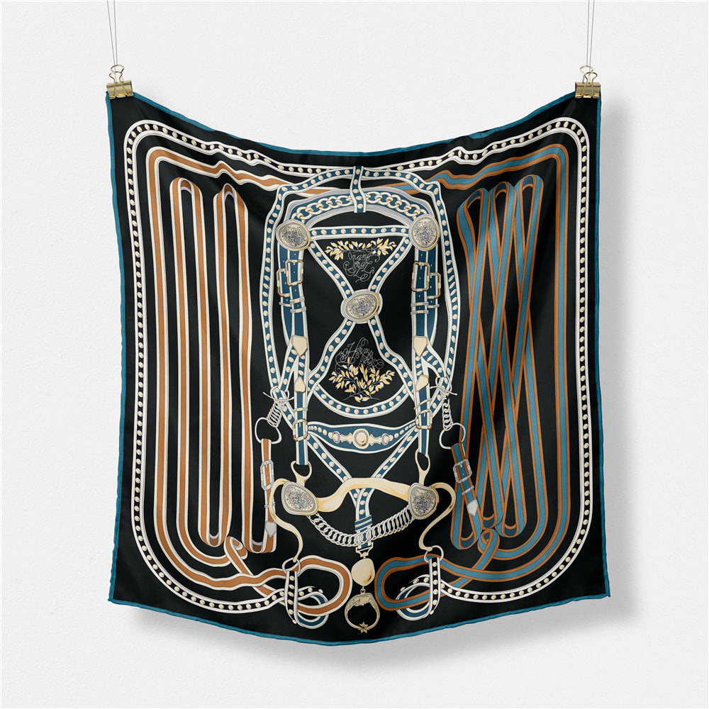 European and American fashion digital printing scarf 53cm small square scarf, women's versatile and elegant scarf tied hair band