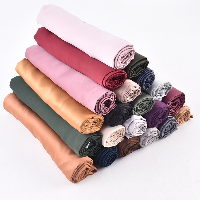 Autumn and winter new Malaysian imitation silk matte satin monochrome solid color 90 plain simple square towel batch