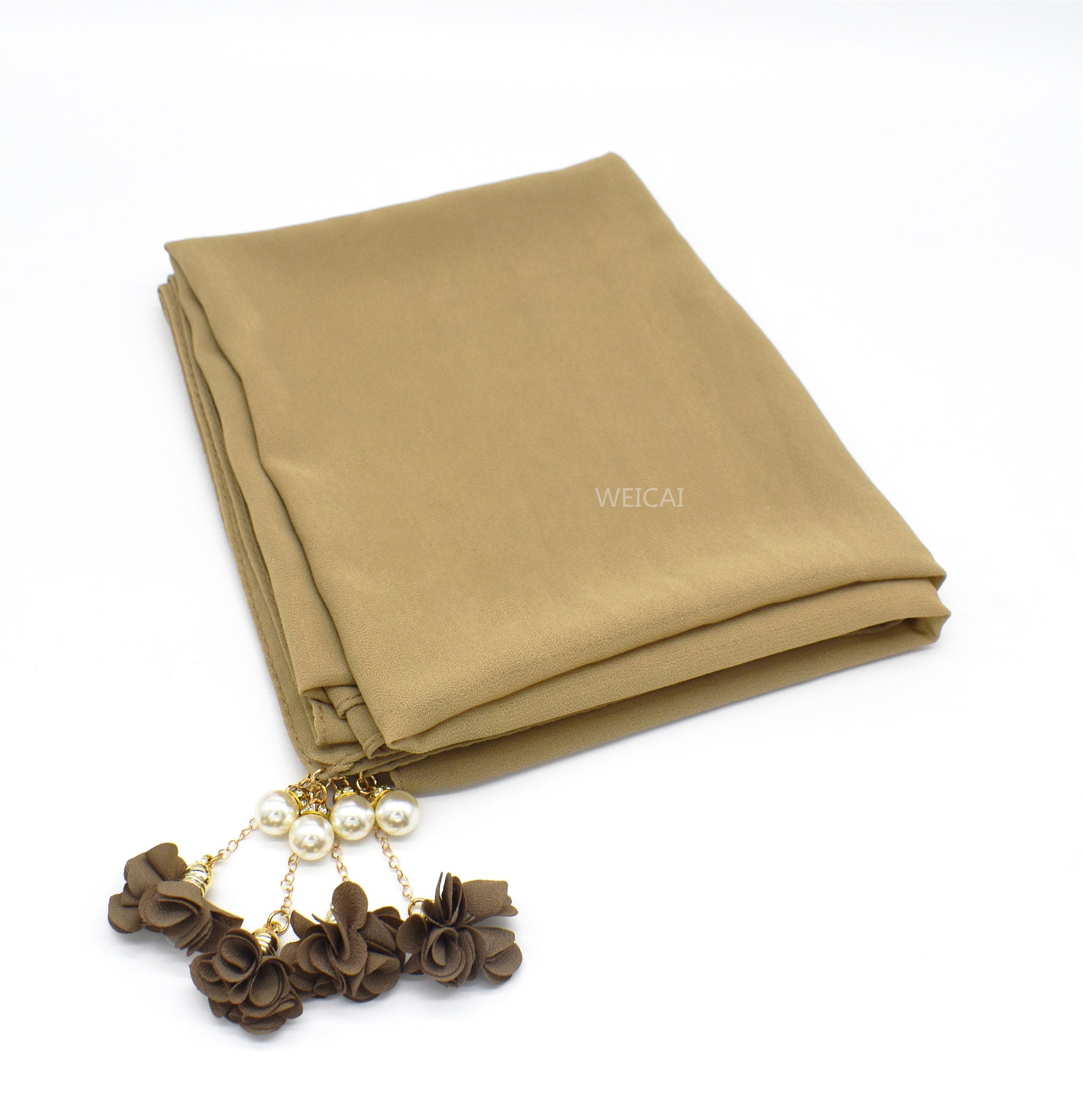 New monochrome pearl chiffon bubble bag headscarf exquisite pearl flower scarf women's scarf hijab