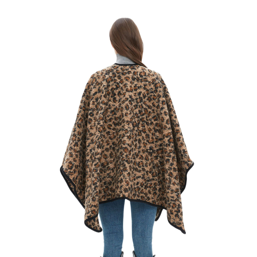 Shawl women's high-end sense European, American autumn and winter new thickened leopard print shawl