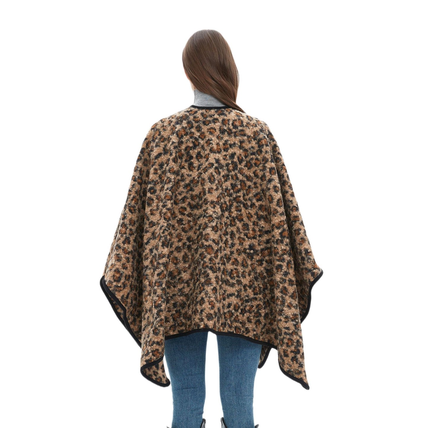 Shawl women's high-end sense European, American autumn and winter new thickened leopard print shawl