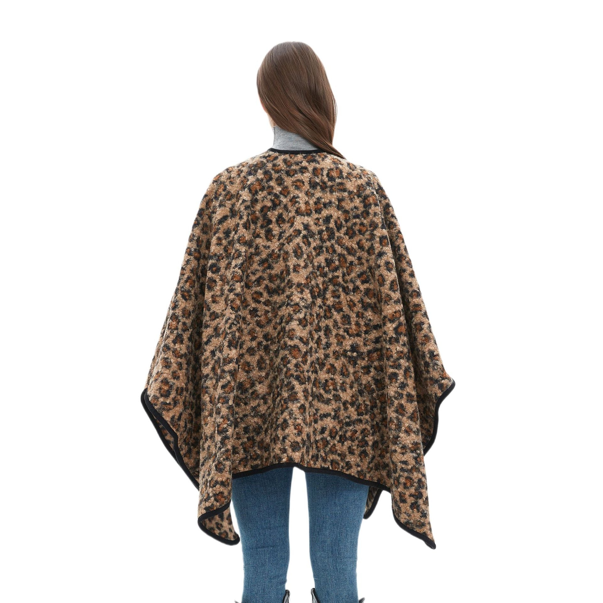 Shawl women's high-end sense European, American autumn and winter new thickened leopard print shawl