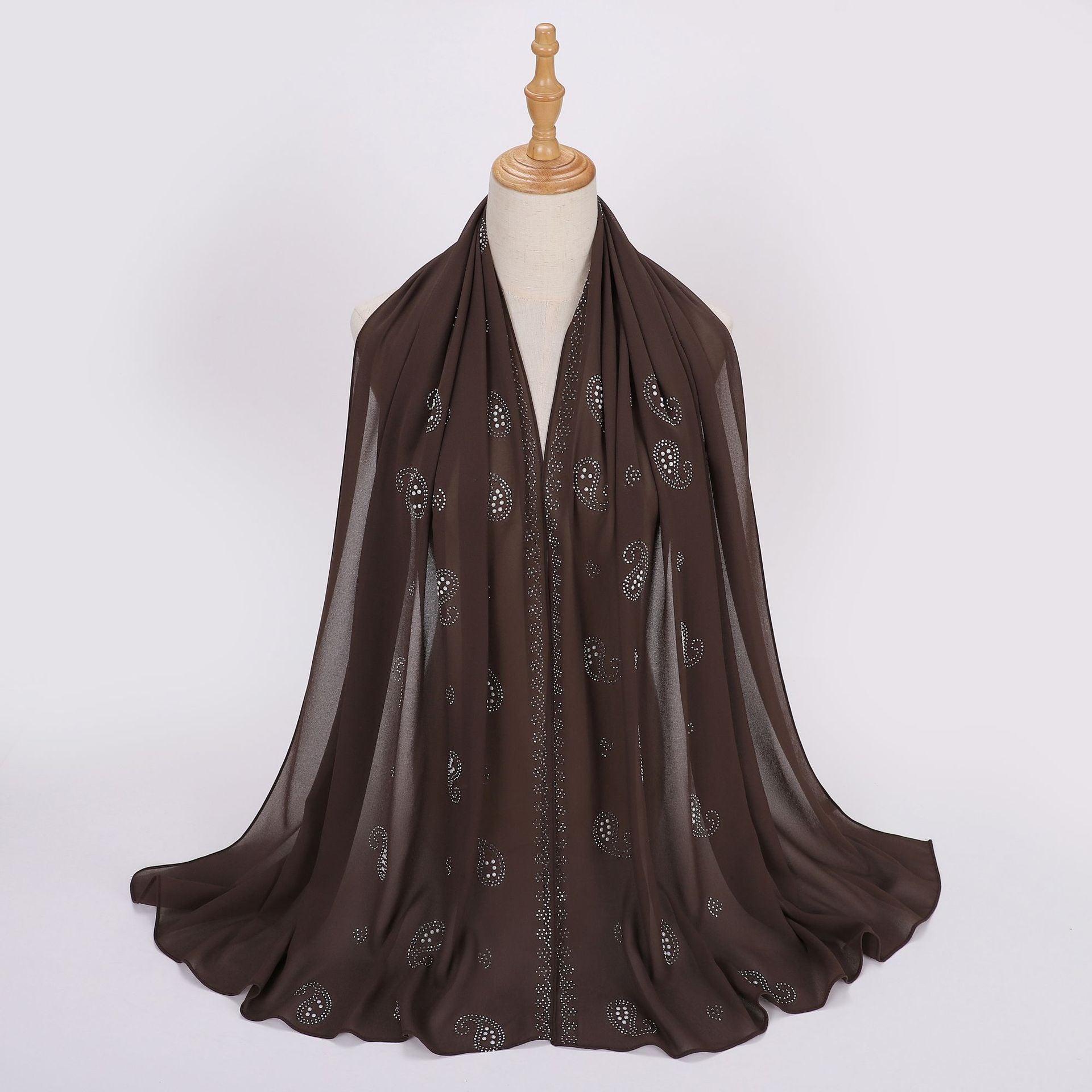 New pearl chiffon cashew nut hot diamond long towel yarn scarf Middle East and Africa headscarf hijab