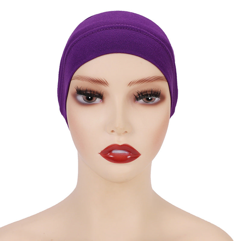 Modal monochrome tube hat bottoming cap, high elastic mercerized cotton women's Arabian scarf cap