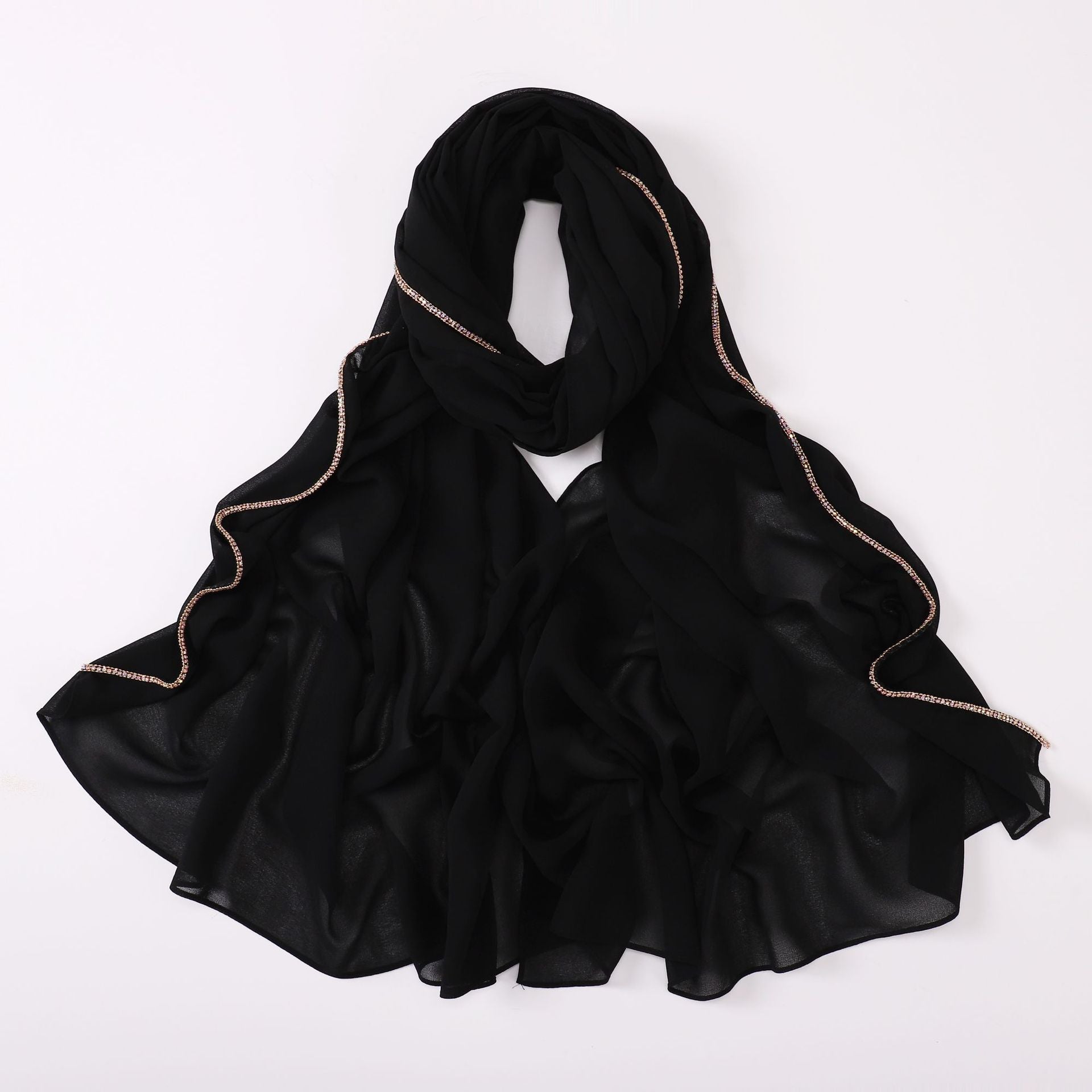 Diamond copper chain washable chiffon scarf yarn scarf Middle East Africa headscarf Malay headscarf