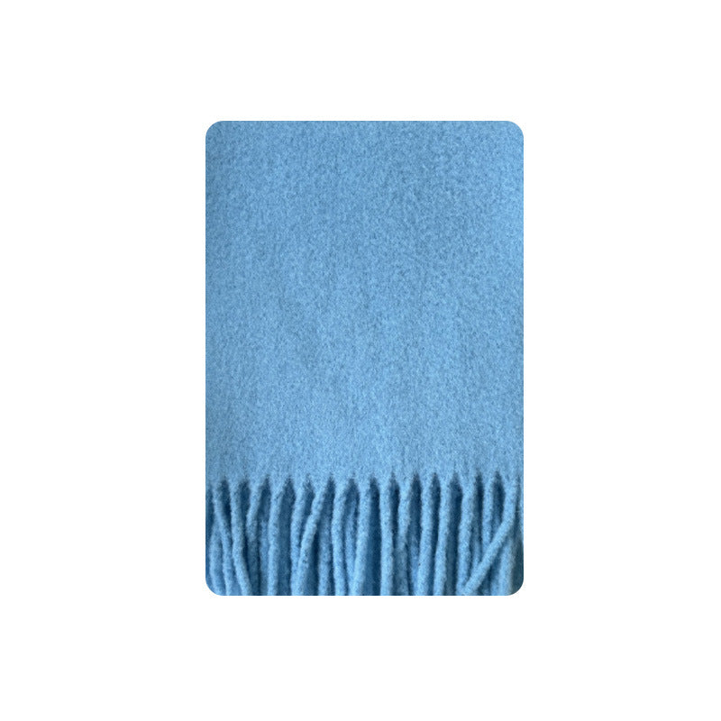 40% wool glacier blue solid color scarf women's winter atmosphere Icelandic blue soft scarf