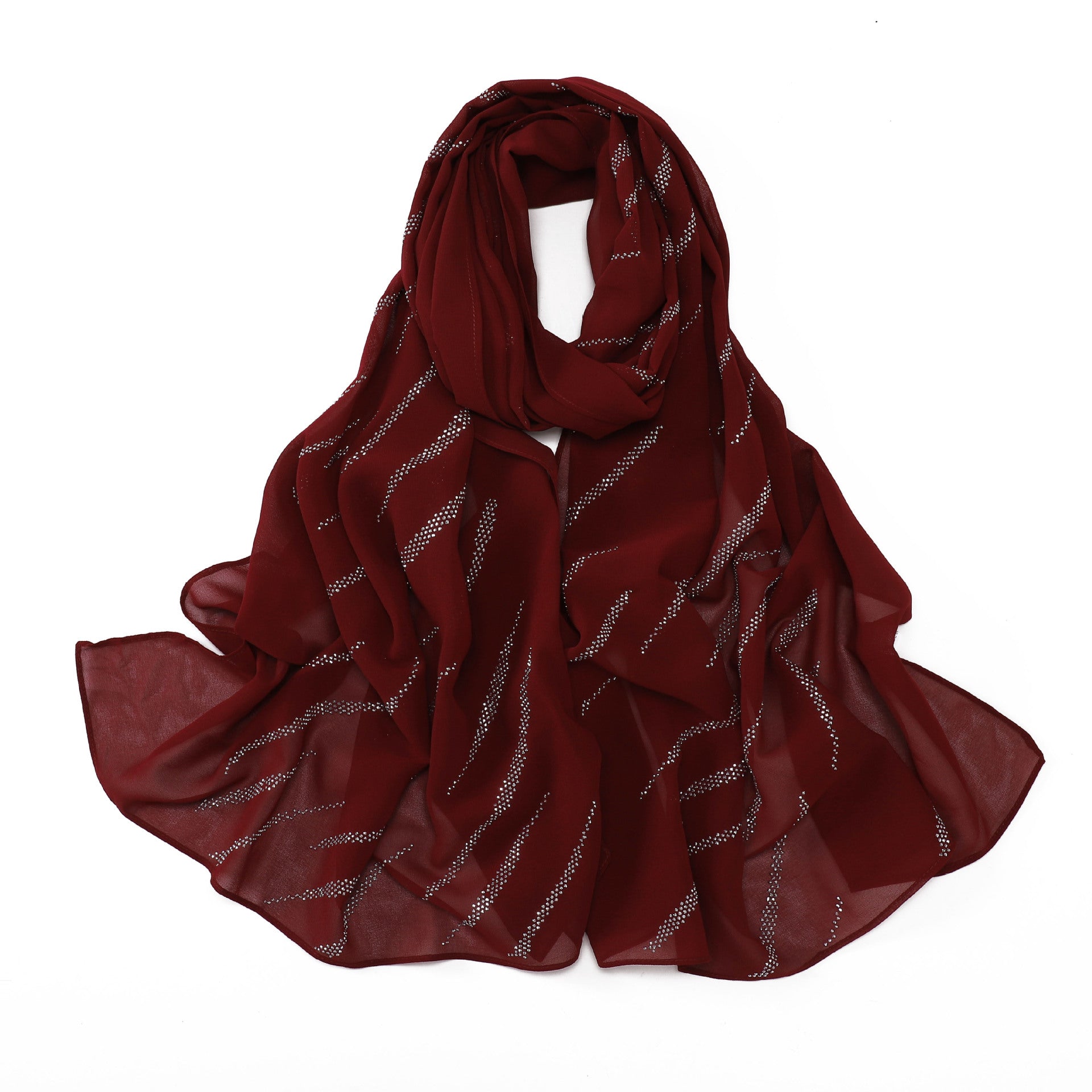 New Pearl Chiffon Slant Strip Hot Diamond Long Towel Yarn Malaysia Indonesia African Headscarf