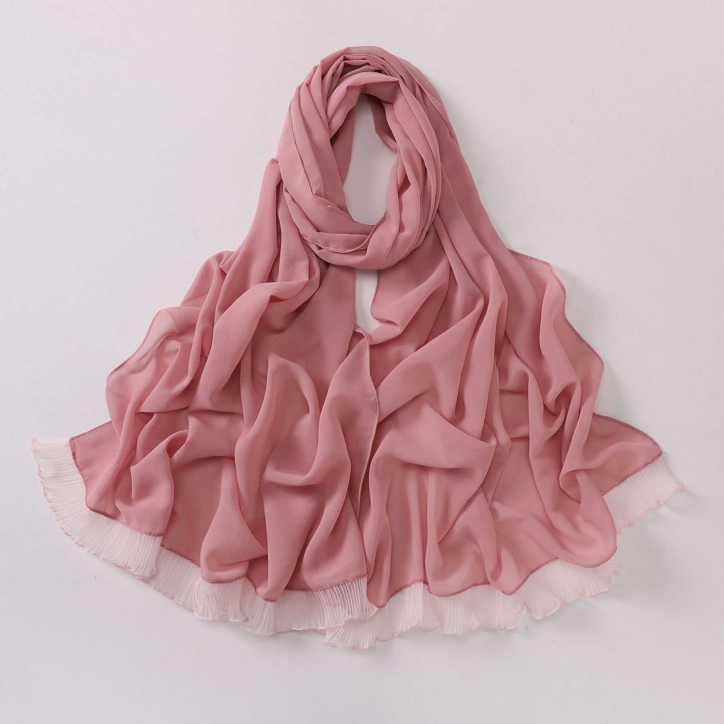 wrinkled lace pearl chiffon headscarf shawls comfortable solid color hijab