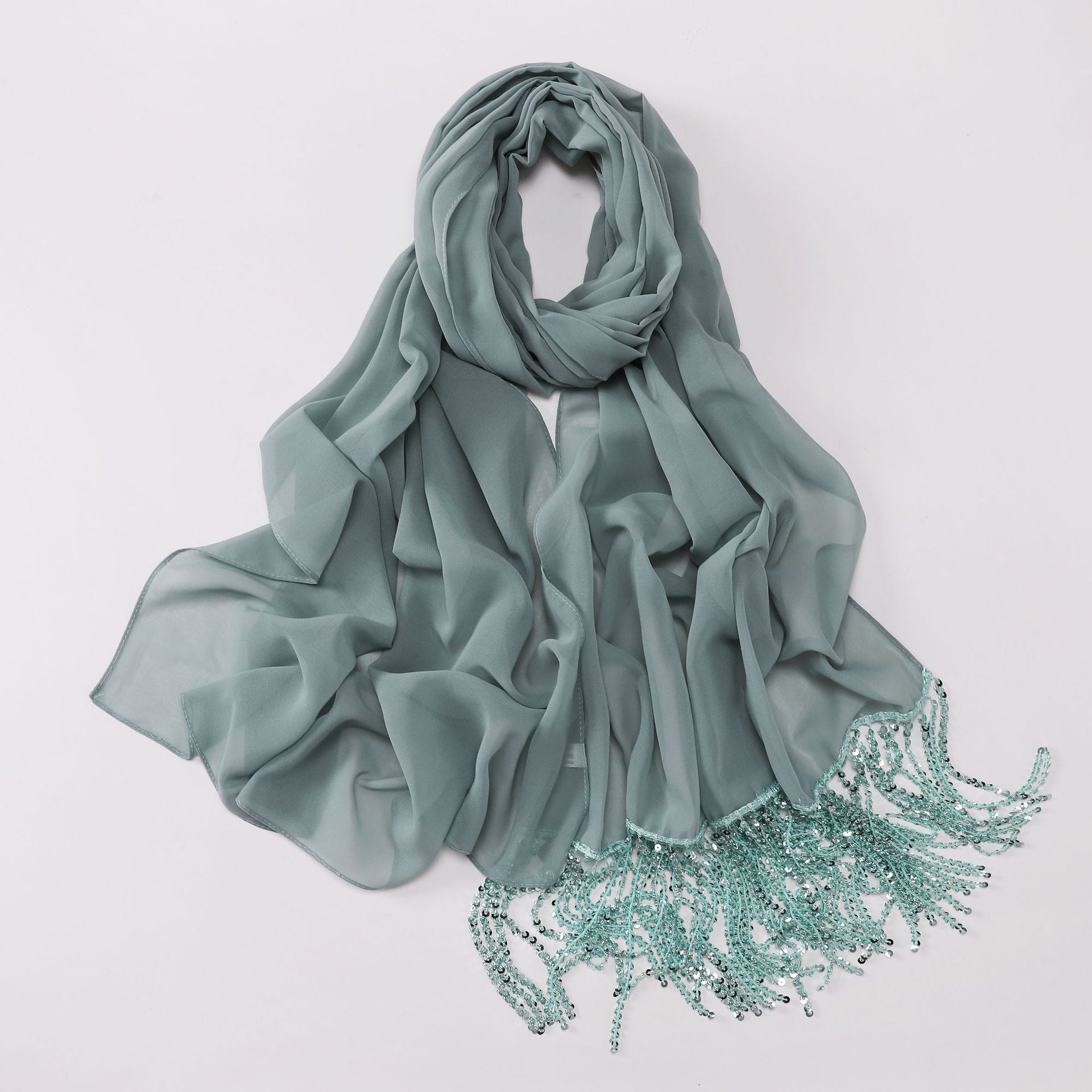 New Pearl Chiffon Headscarf Crystal Tassel Middle East and Africa Headscarf