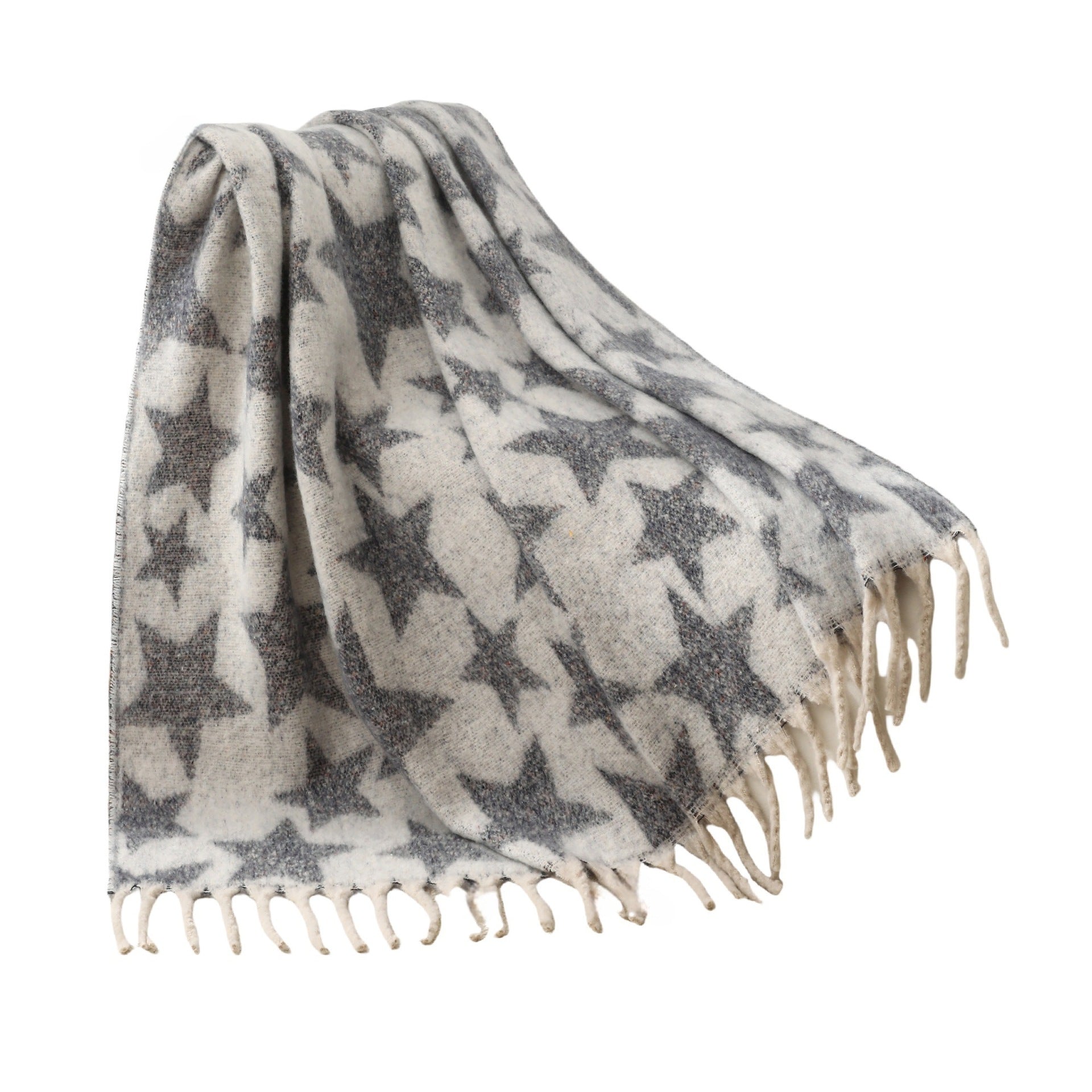 Blanket new European and American autumn and winter imitation mohair thickened large shawl jacquard star blanket