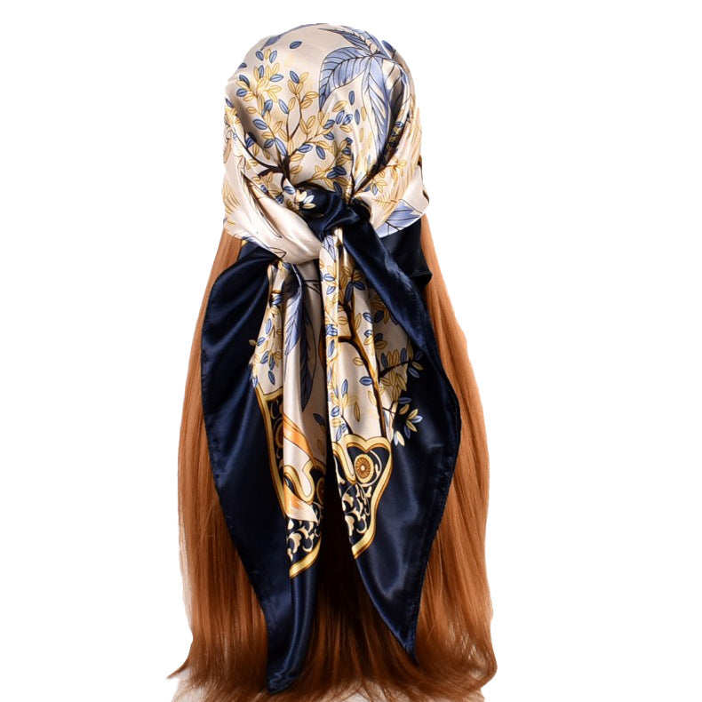 Autumn and winter new small fresh plants and flowers 90 square silk scarves for women