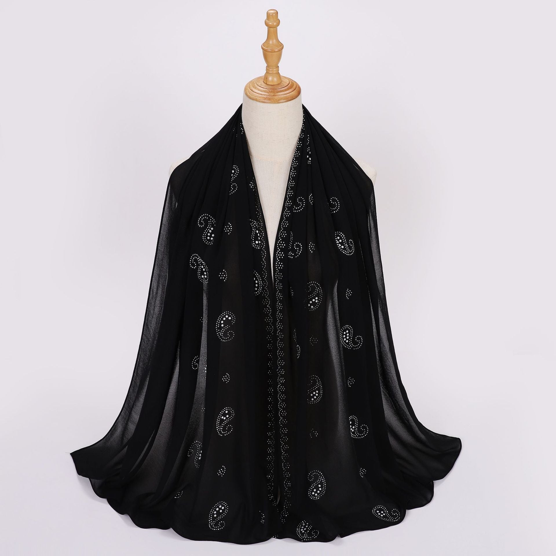 New pearl chiffon cashew nut hot diamond long towel yarn scarf Middle East and Africa headscarf hijab