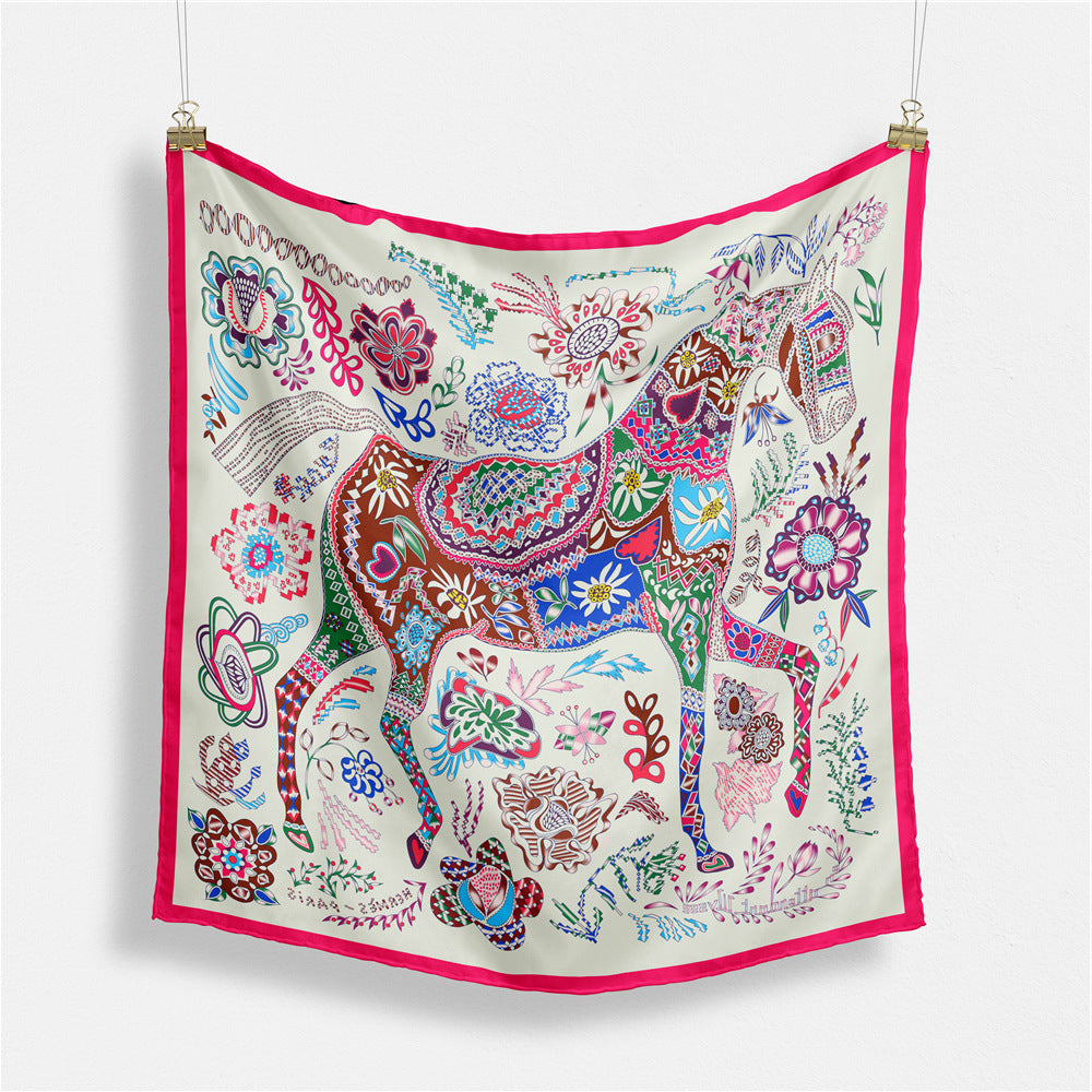 Fashion Thai elephant pattern, printed scarf, artificial silk twill silk 53cm small square scarf, women's scarf