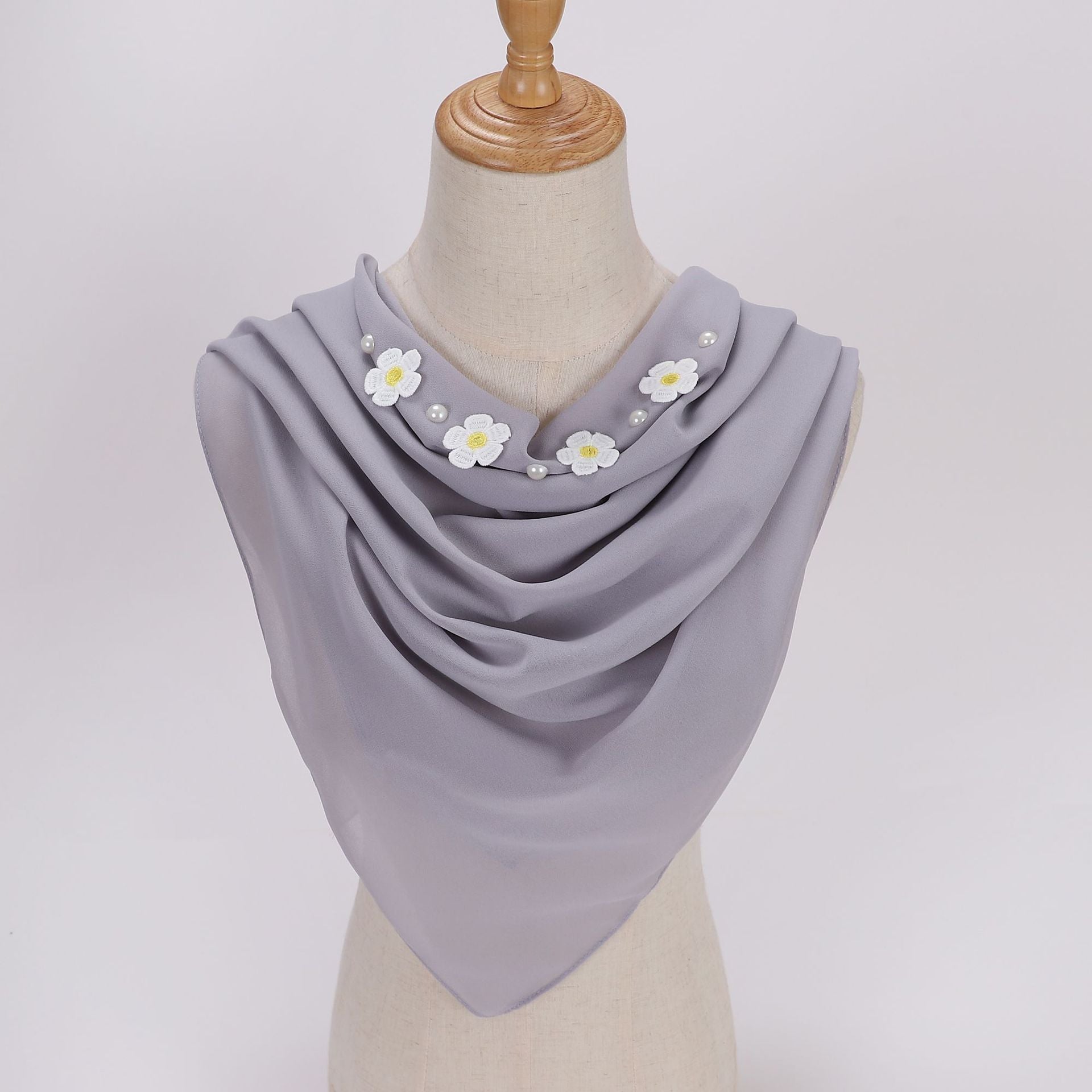 New fashion gardenia pearl chiffon square scarf  scarf 90cm square scarf