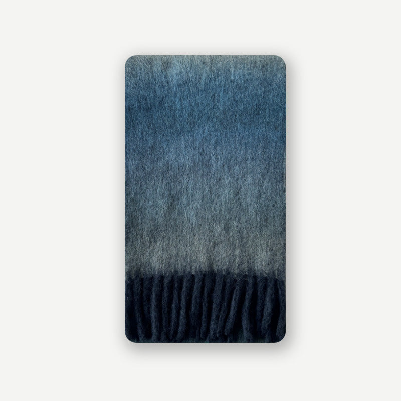 Wool blend gradual change marshmallow fringed scarf women's autumn and winter atmosphere with soft wool scarf