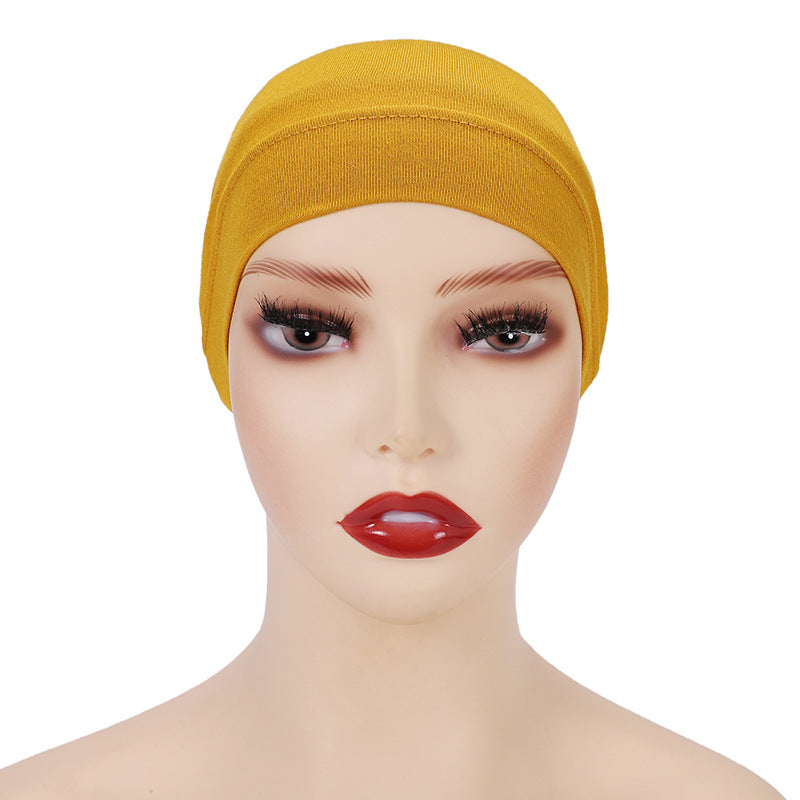 Modal monochrome tube hat bottoming cap, high elastic mercerized cotton women's Arabian scarf cap
