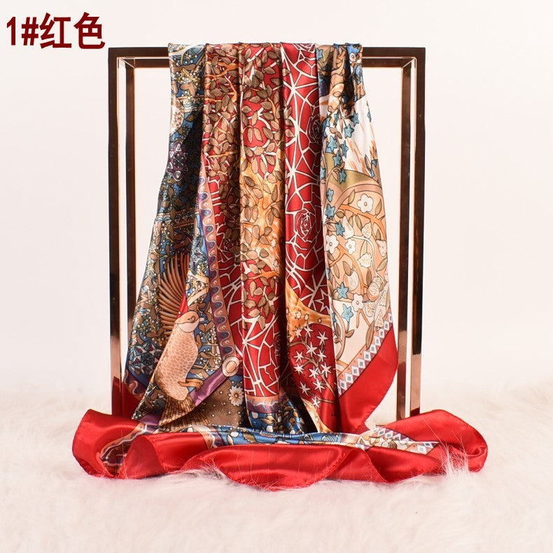 New retro scarf 90 large square scarf women's large square scarf silk scarf vintage scarf