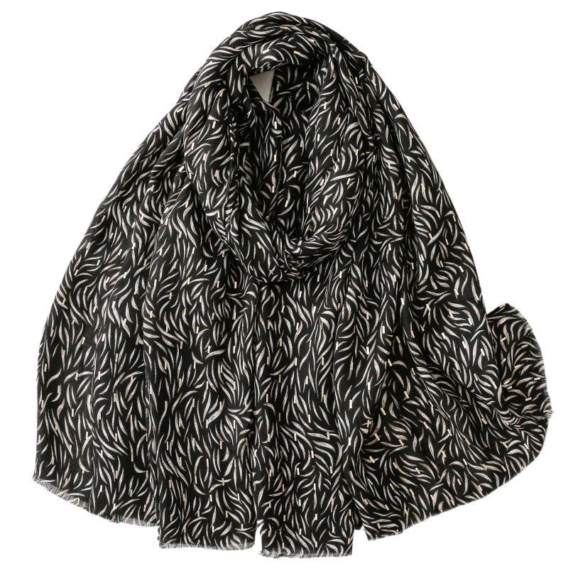 Cotton and linen feel scarf soft silk scarf bronzing geometric printing shawl