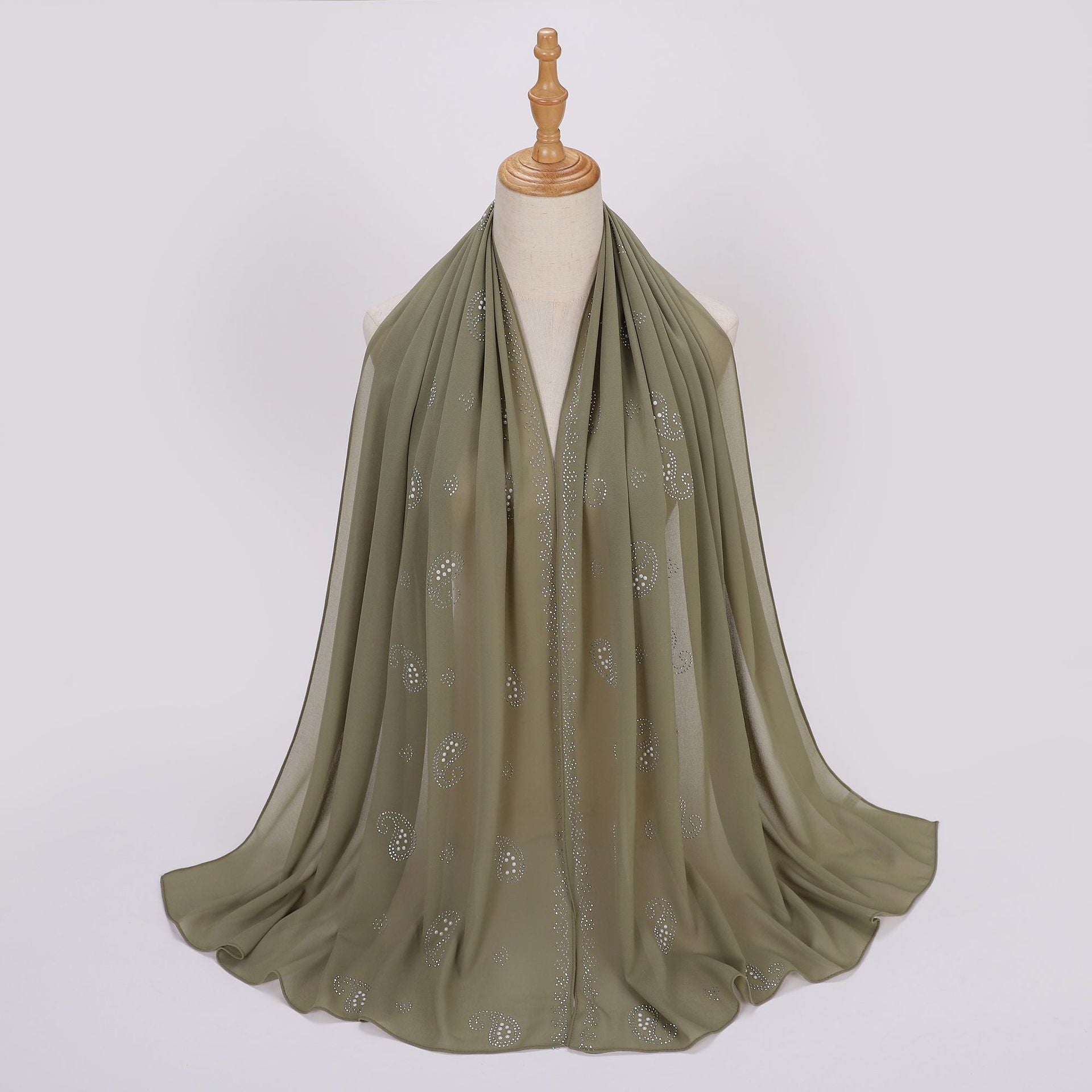 New pearl chiffon cashew nut hot diamond long towel yarn scarf Middle East and Africa headscarf hijab