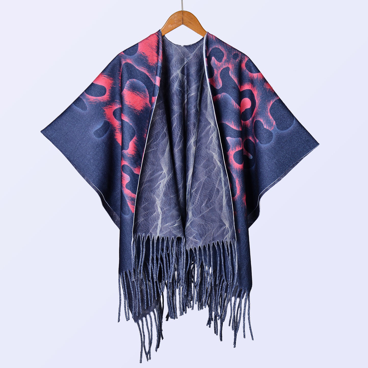 New ethnic style ink double-sided thickened shawl with women's autumn and winter retro high-end photo shawl large cape