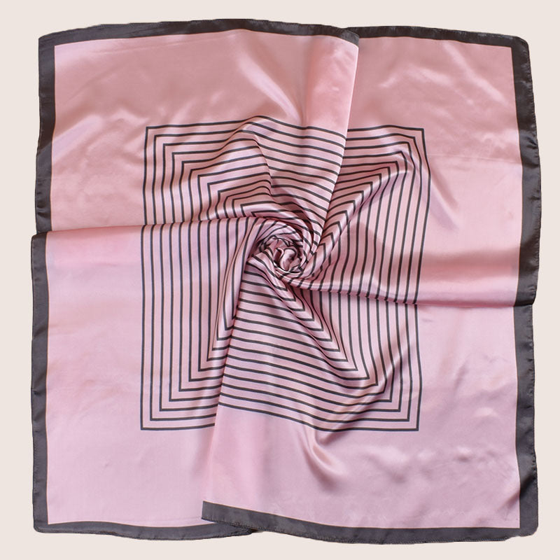 New simple striped satin 90cm large square scarf women's silk scarf scarf headscarf
