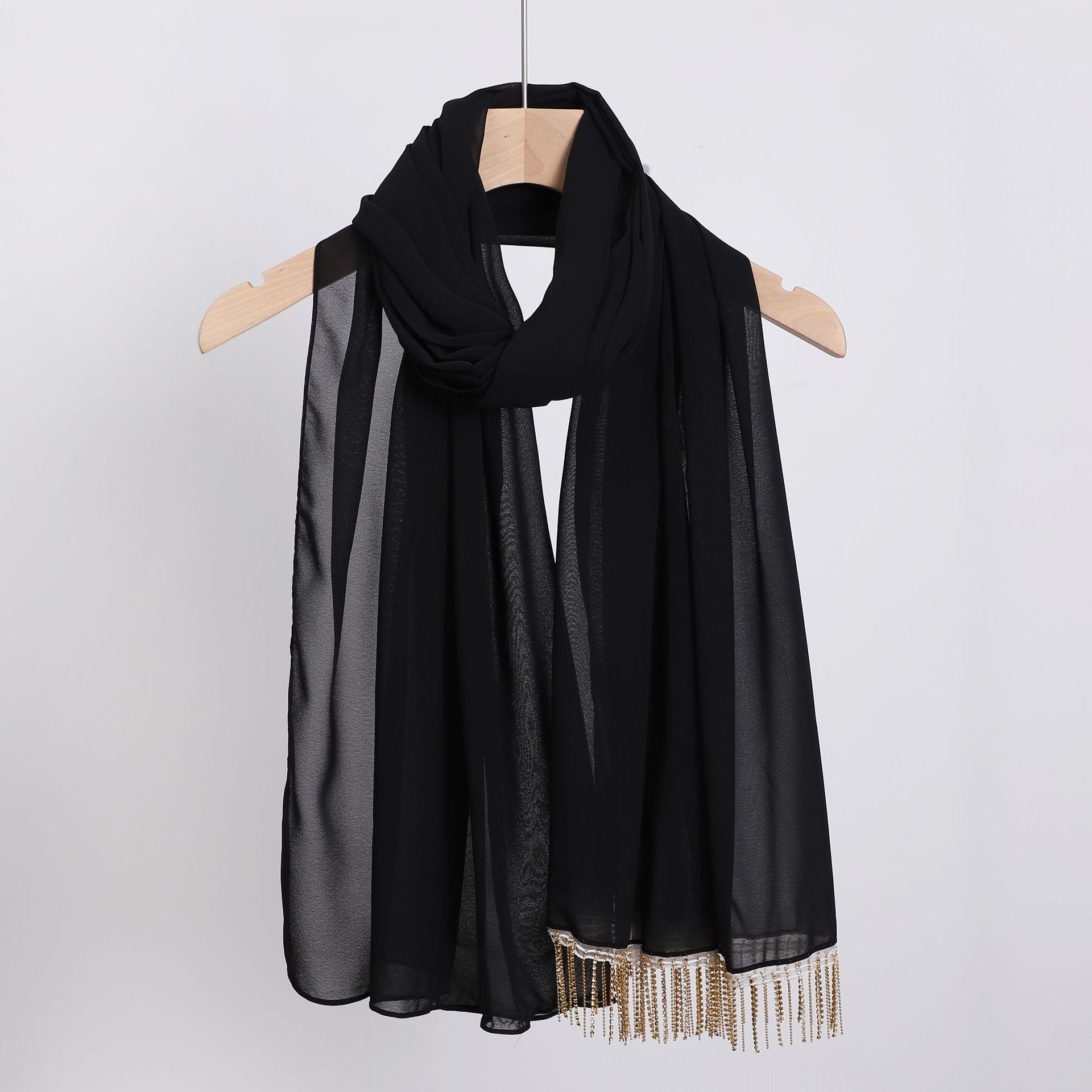 Pearl chiffon high quality diamond tassel long scarf yarn Middle East Africa headscarf hijab