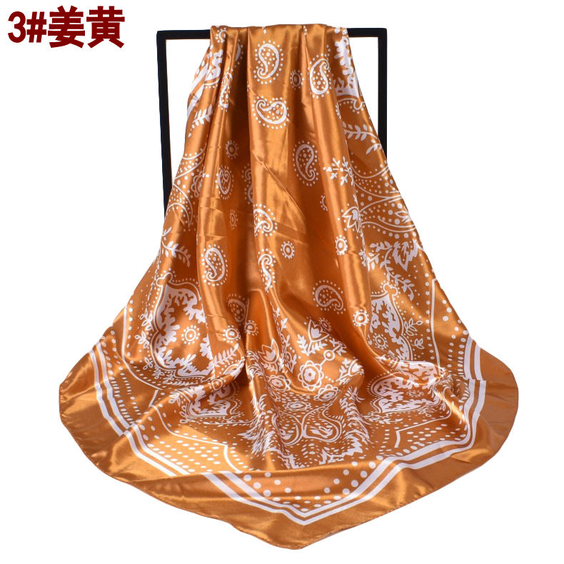 Spring new retro paisley pattern printed 90cm square silk scarf, European and American fashion scarf