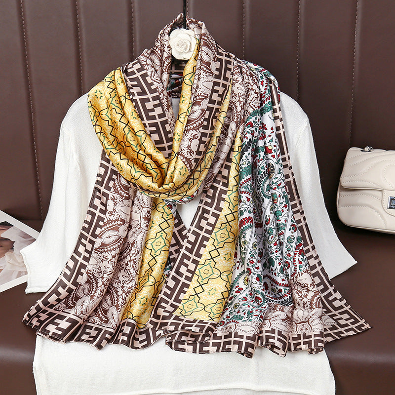 Literary, fresh and elegant, fragrant cloud cashew pattern, color matching, shawl, scarf, ethnic women's headscarf