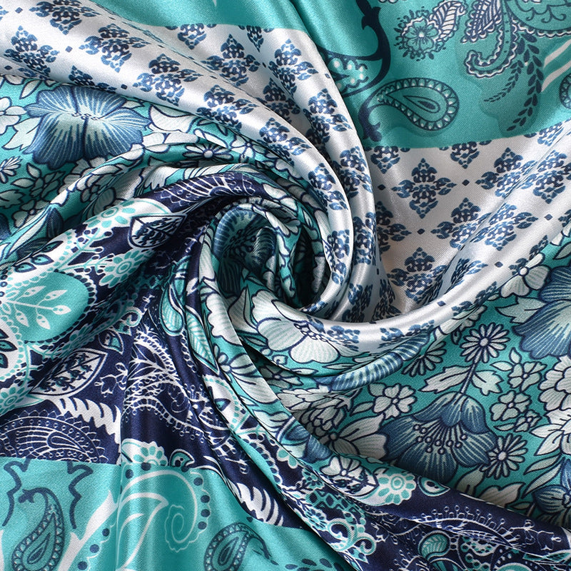 New 90cm-satin cashew nut flower printing square scarf with sunscreen, head silk scarf decoration, scarf