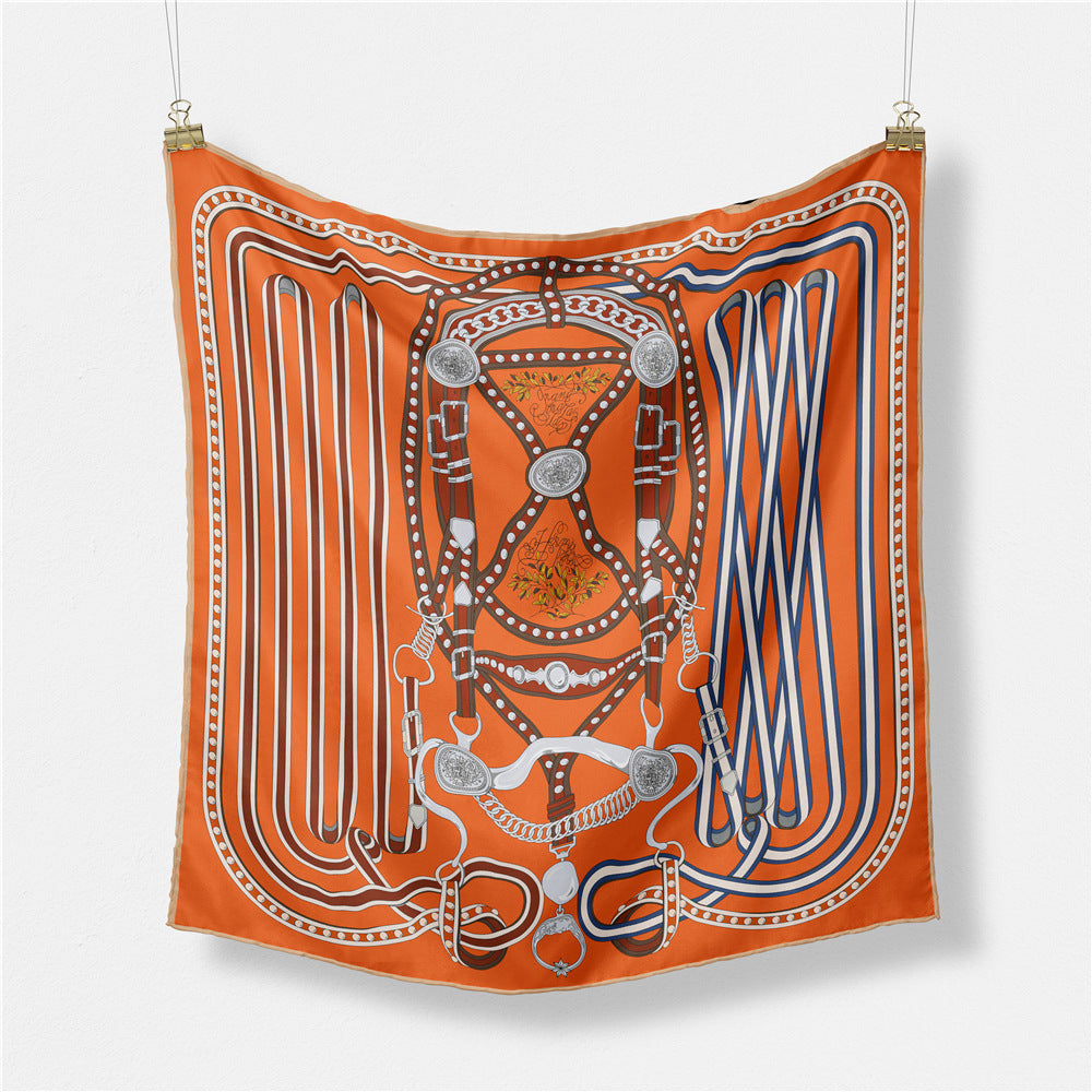 European and American fashion digital printing scarf 53cm small square scarf, women's versatile and elegant scarf tied hair band