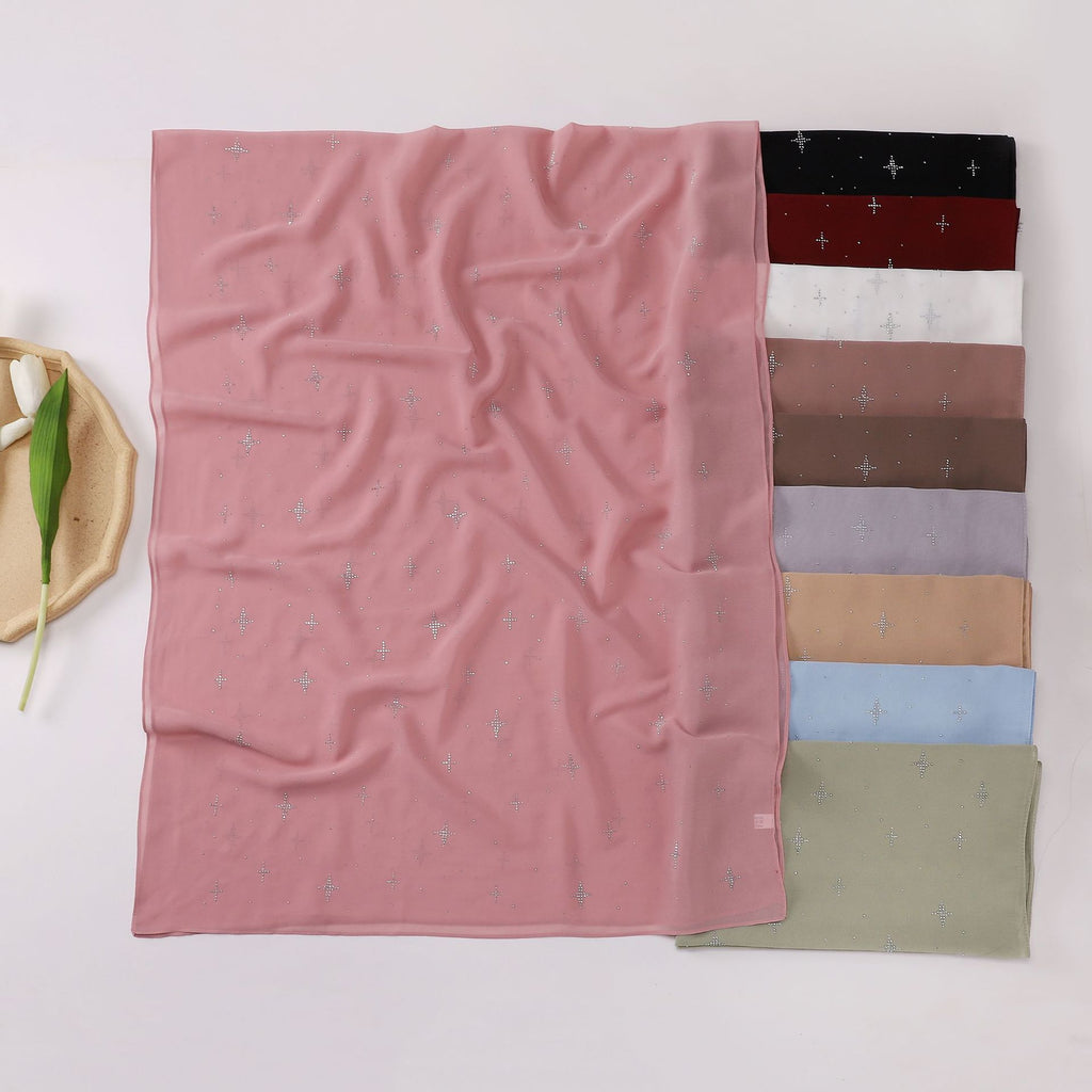New Pearl Chiffon Sky Star Hot Diamond Middle East and Africa Headscarf Hijab