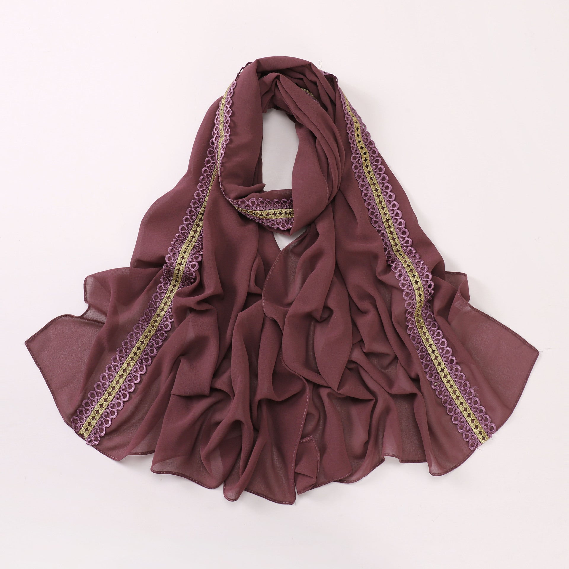 New pearl chiffon color lace long towel, yarn towel, Middle East, Africa, Malaysia, Indonesia headscarf