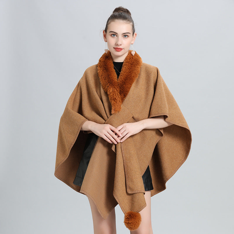 Hot autumn and winter new scarf shawl cape fur collar hairball knitted cardigan cape shawl 0962 #