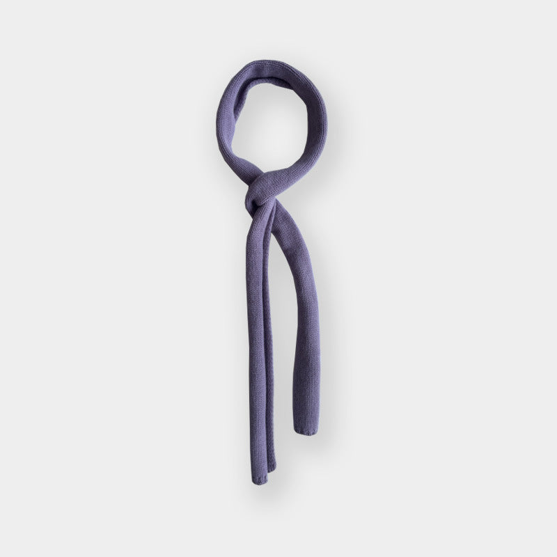 100% selected all-wool scarf women's autumn and winter fine sausage decoration soft solid color wool knitted scarf