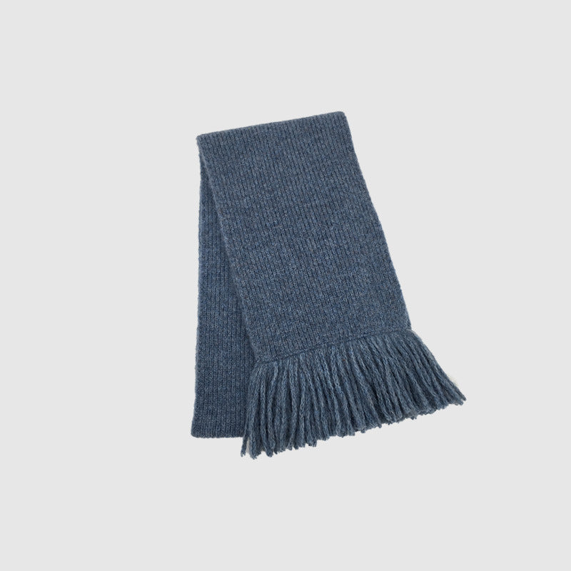 Korean designer hand-woven fringed 12-color solid-color knitted scarf women's winter atmosphere soft waxy scarf