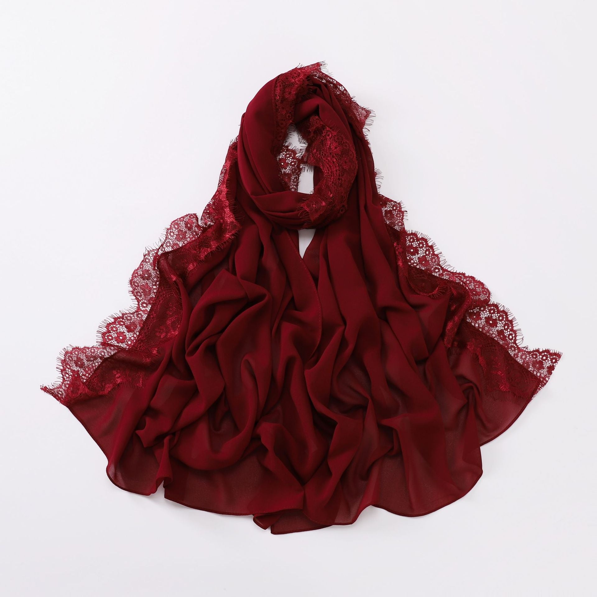 New chiffon eyelashes lace edge scarf gauze middle eastern headscarf hijab
