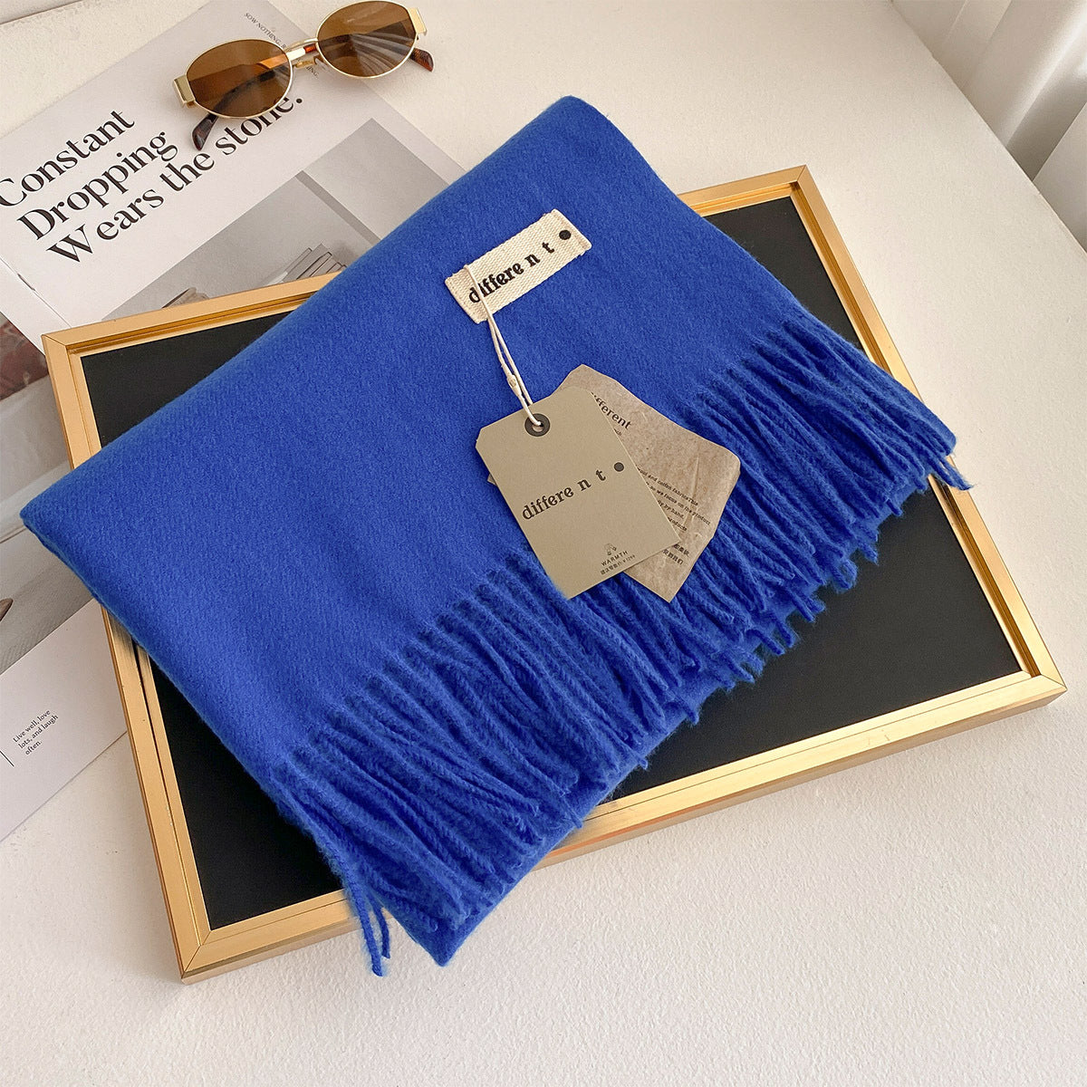 2025 Winter Imitation Cashmere Solid Color Scarf Women's Medium and Long Warm Scarf Shawl