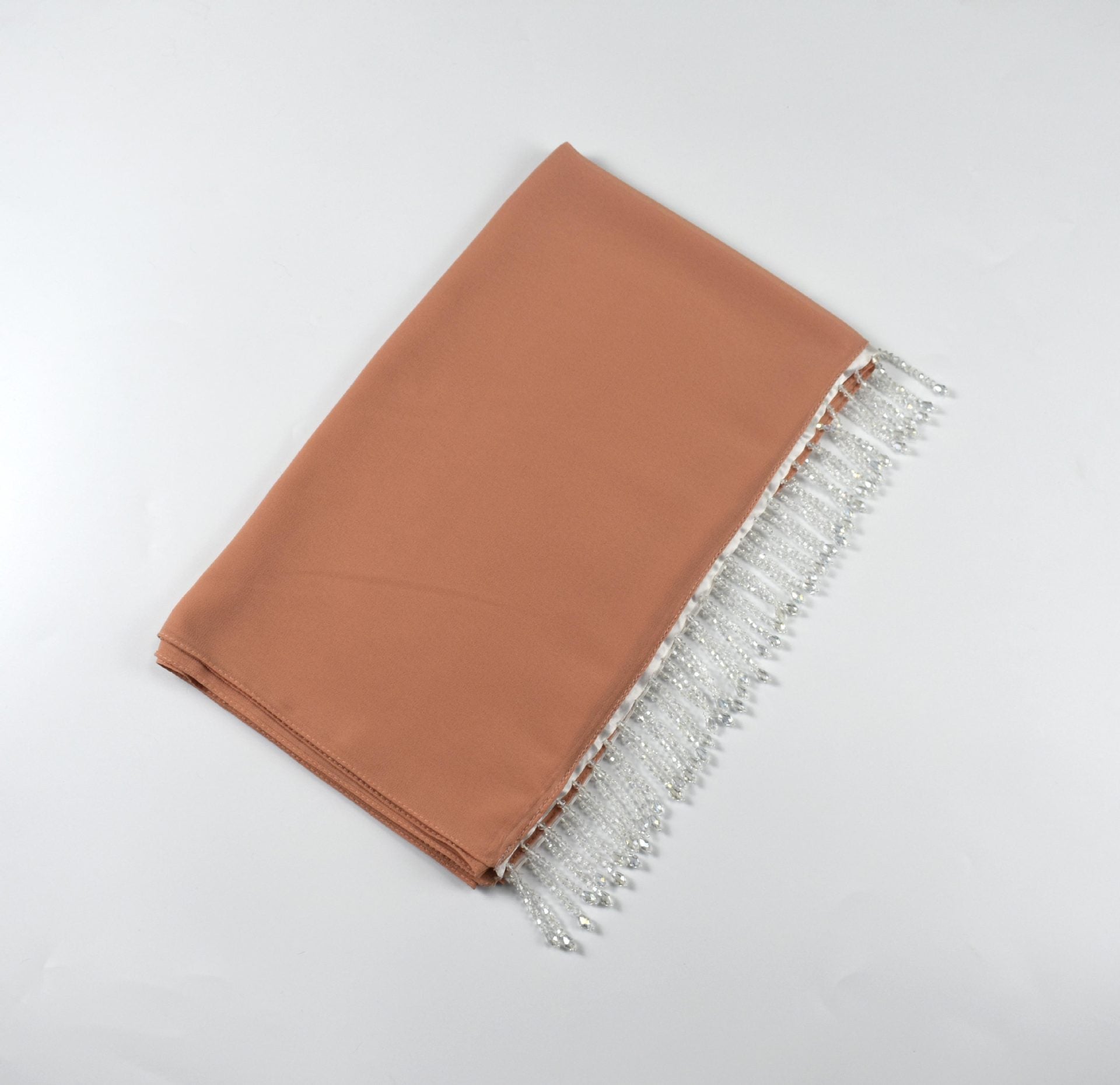 New monochrome pearl chiffon scarf high quality crystal fringed  headscarf chiffon