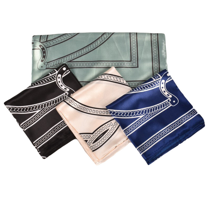 Spring New Fashion Stripe 90cm Generous Silk Scarf Women's Year