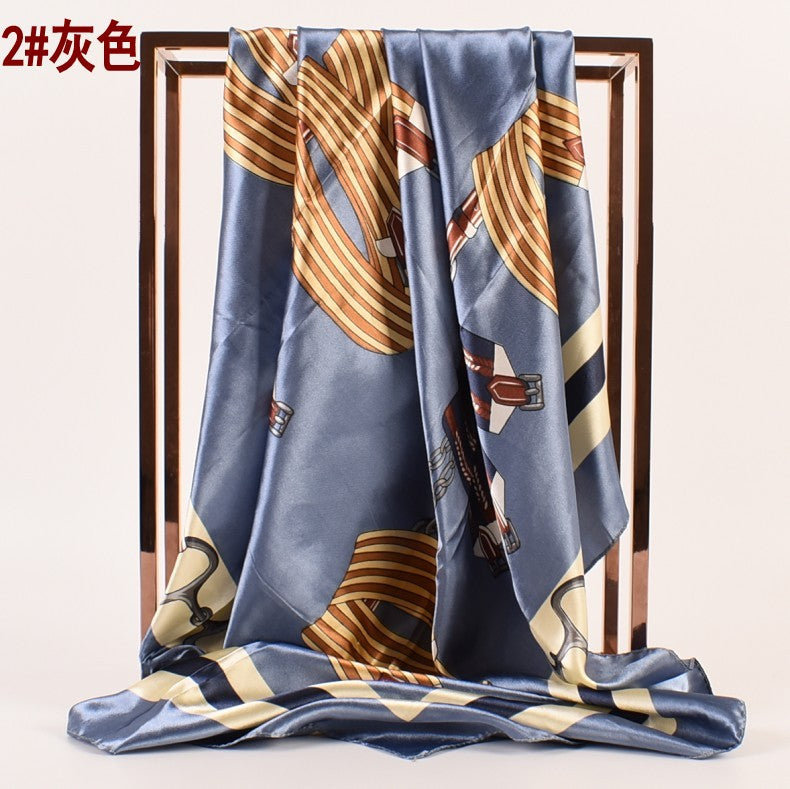 Summer new geometric pattern 90-color large square scarf women's plain weave printing, silk scarf scarf one piece hair