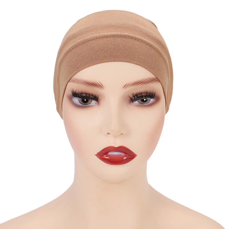 Modal monochrome tube hat bottoming cap, high elastic mercerized cotton women's Arabian scarf cap